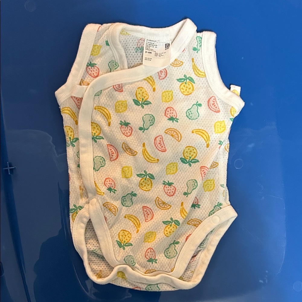 Uniqlo Kids Fruit Pattern Bodysuit - White, Yellow, Pink, Green